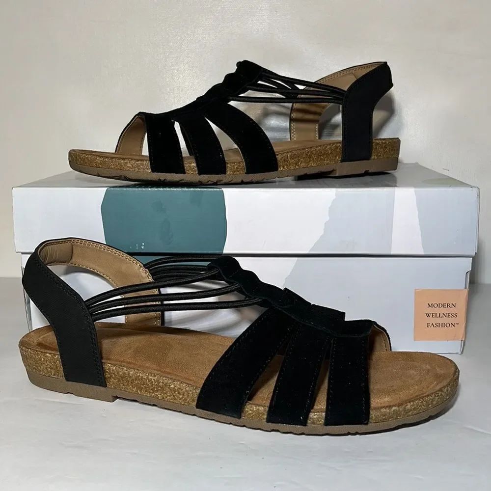 Earth Origins Laney Leather Suede Sling-Back Sandals